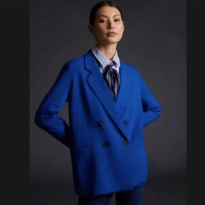 NWT Anthropologie x Maeve | Double Breasted Oversized Blazer Royal Blue - Sz 4
